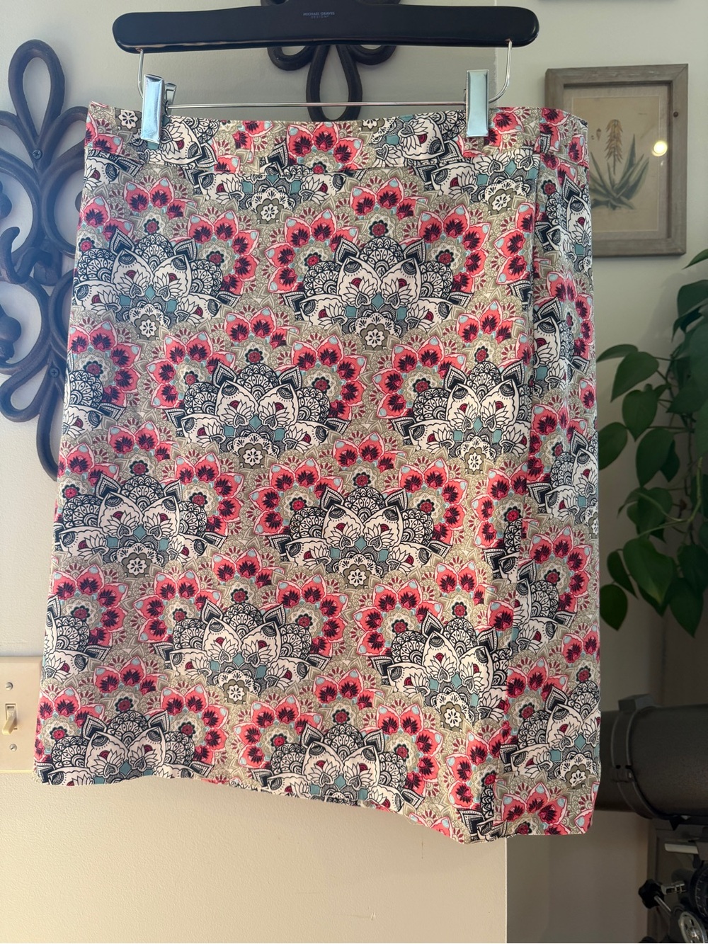 Van Heusen Pink & Black Floral Medallion Mini Skirt